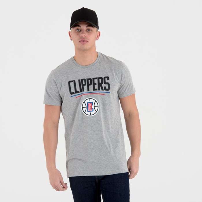 LA Clippers Team Logo Miesten T-paita Harmaat - New Era Vaatteet Outlet FI-869254